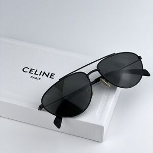 NEW Celine CL40077U 02A Matte Black Smoke Pilot Unisex Sunglasses CL 40077u
